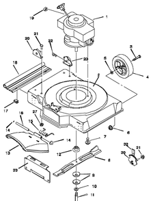 Mower Housing Assembly Diagram and Parts List for 22276C 1997 Briggs and Stratton Lawn Mower